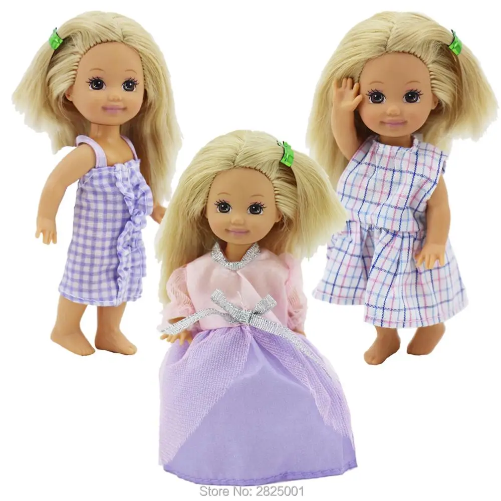 5 случайным образом выбранных компл./лот милые разноцветные мини платье Свадебная вечеринка платье Одежда для куклы Барби сестричка Келли кукла кукольный дом игрушка «сделай сам»