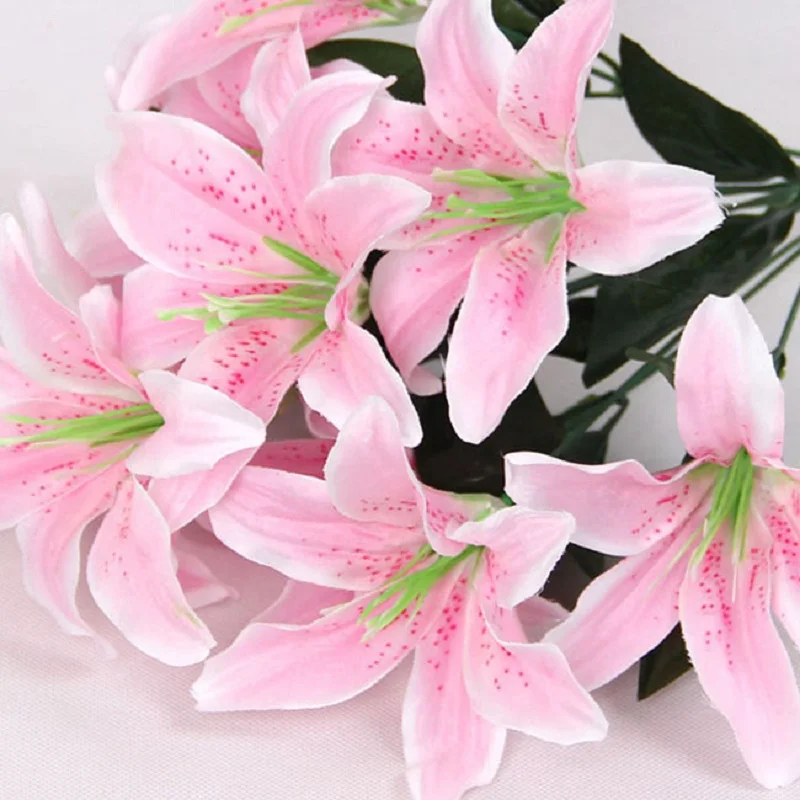 Real Touch Flower 10 Heads Artificial Lily Silk Artificial Flower