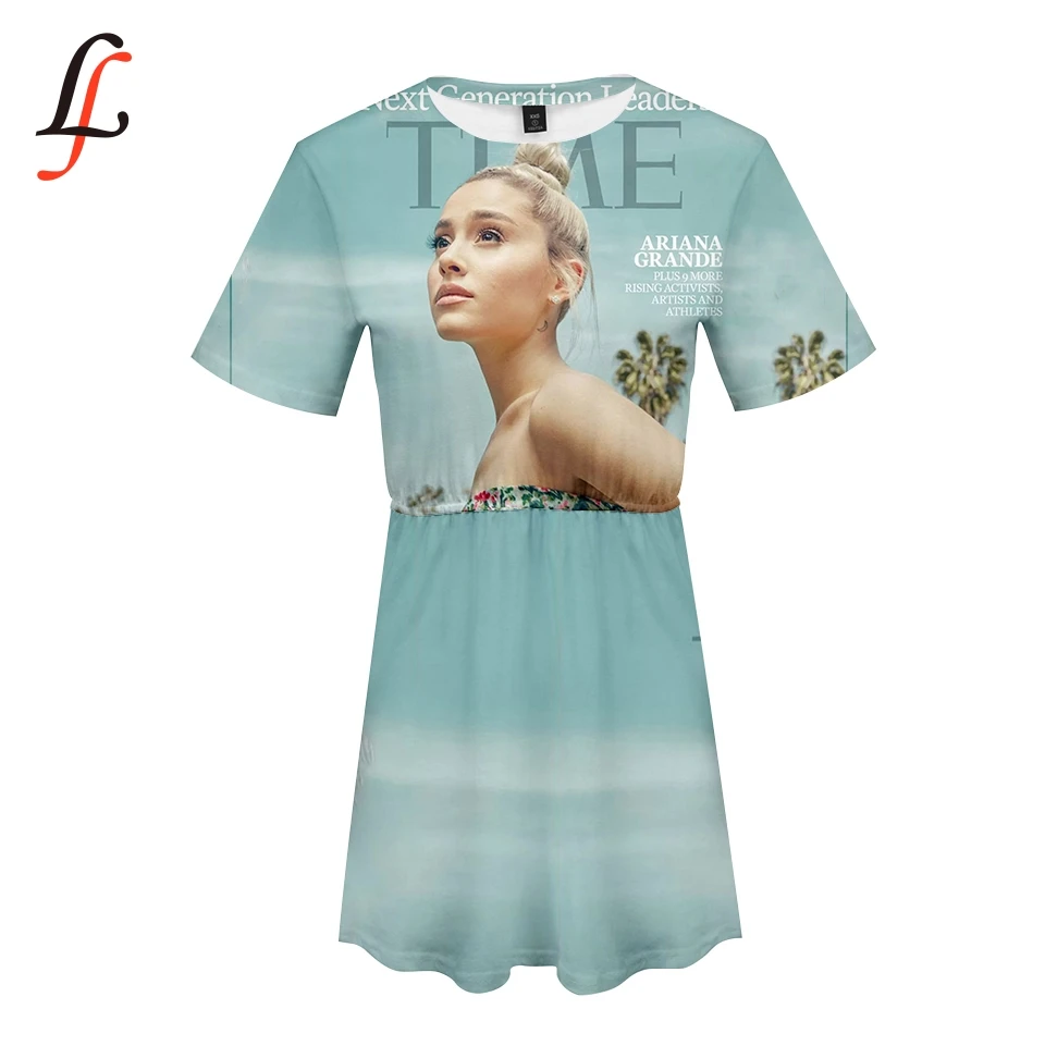 

Women Summer dress Ariana Grande Short Sleeved Dress Girl Kpop Anime Oversize Fashion Summer 2019 New Style hot Dress Size 4XL