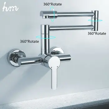 

hm Finish Folding Kitchen Faucets Wall Mount Single Handle Chrome Mixer Bar Taps Bathroom Sink Faucet Kitchen Sink Faucets