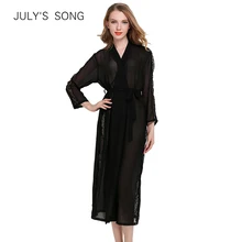 JULY'S SONG модный халат для женщин женские пижамы из искусственного шелка женские кружевные сексуальные кружевные ночные рубашки Женское ночное белье платье