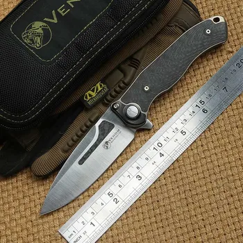 

VENOM Bone Doctor M390 blade Titanium CF Flipper folding knife camping hunting kitchen fruit outdoor survival knives EDC tools