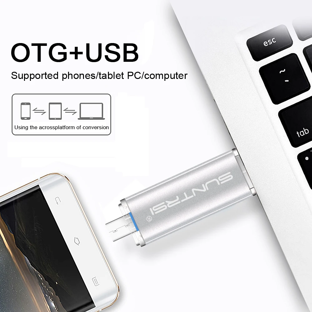 Suntrsi OTG флеш накопитель USB 3 0 64 ГБ 32 16 8 флэш под заказ с логотипом палка бесплатная