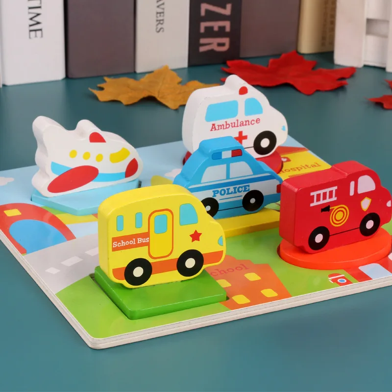 

Children's Wooden Cartoon Anime Assembly,3D jigsaw Puzzles Toys,Animal Insects Vegetables Fish Car 6 set,Wood puzzle Educational