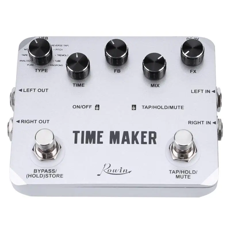 

11 Types of Delay Zinc Alloy Shell Rowin LTD-02 Twin Series Time Maker Electric Guitar Digital Delay FX Pedal