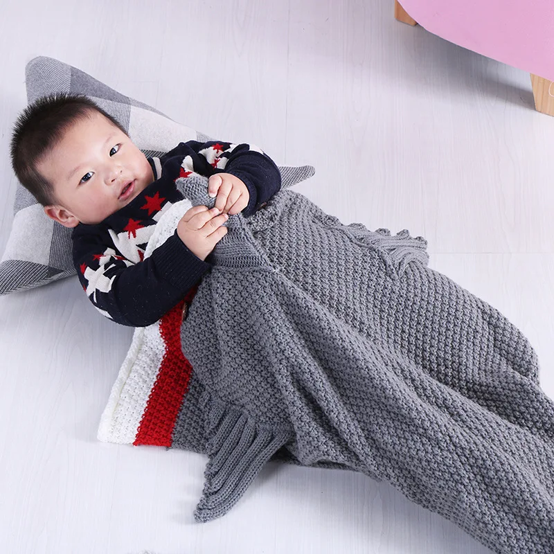 Детское одеяло «Акула русалочка», вязаное одеяло для сна для взрослых, одеяло «хвост Русалочки», детское вязаное одеяло, постельные принадлежности, 70x130 см