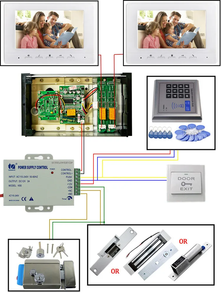 Клавиатура доступа 3 видео для квартир телефон Цвет " крытый монитор дверной звонок с Камера+ Электронные дверные замки Системы блок
