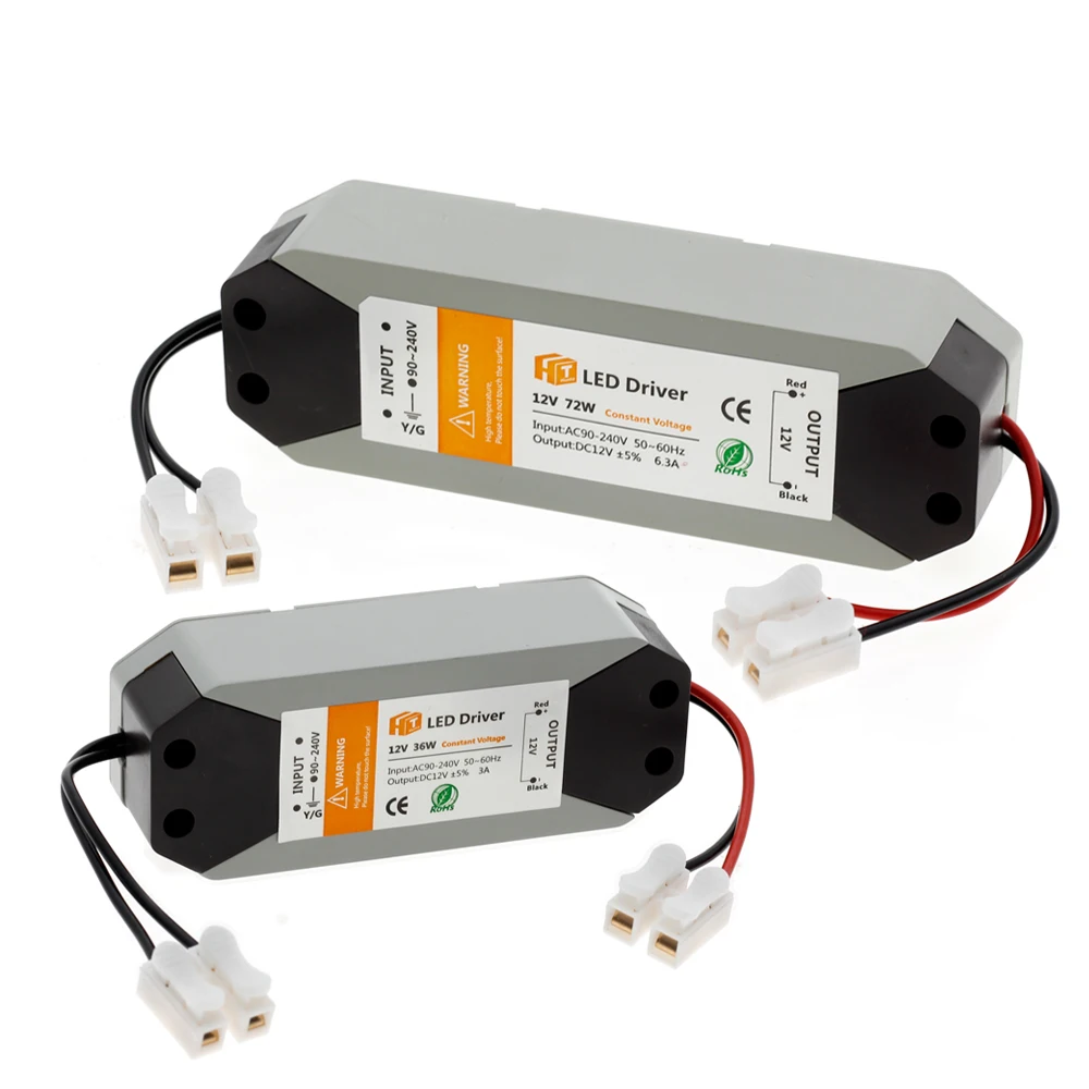 12V источник питания светодиодный драйвер 36W 72W AC 94 V-220 V до 12V DC трансформатор освещения для светодиодной ленты