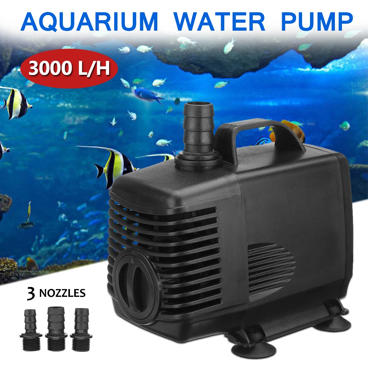 

3000L/H 3 Nozzles Aquarium Water Pump 220V-240V 45W Submersible Fountain Fish Tank Pond Fountain Air Water Pump Filter