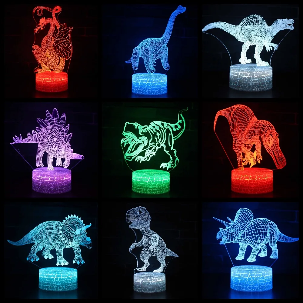 

3D Night Lamp Dinosaur USB Night Light Multicolor Lava LED Lighting Luminaria Table Kids Christmas Gifts Home Deacorative