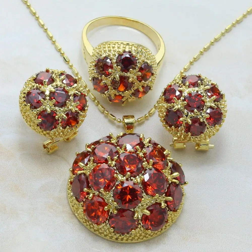 Viciwini S146 Gracious Red Gold Plated Jewelry Sets Earrings