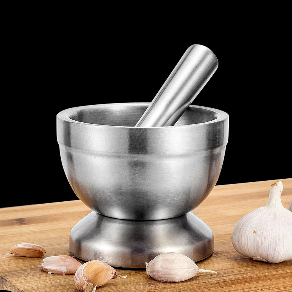 

1 Set Household Garlic Pugging Pot Practical Stainless Steel Garlic Grinder Daosuan Device For Garlic Drug Spice Kitchen Tools