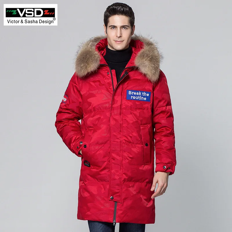 VSD Winter New Duck Down Jacket Real Fur Collar Men's and Women's Camouflage Clothing Casual Jackets Thicken Warm Parkas VSD-980