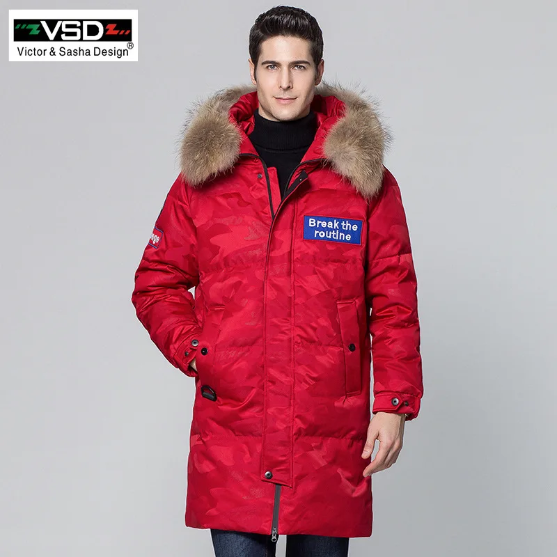 VSD Winter New Duck Down Jacket Real Fur Collar Men's and Women's Camouflage Clothing Casual Jackets Thicken Warm Parkas 980|Пуховики|