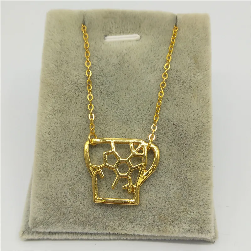 

Hot Caffeine Molecule necklace Silver Plating Coffee Cup pendant Chemistry Science Gift With 45 cm Chain For Women