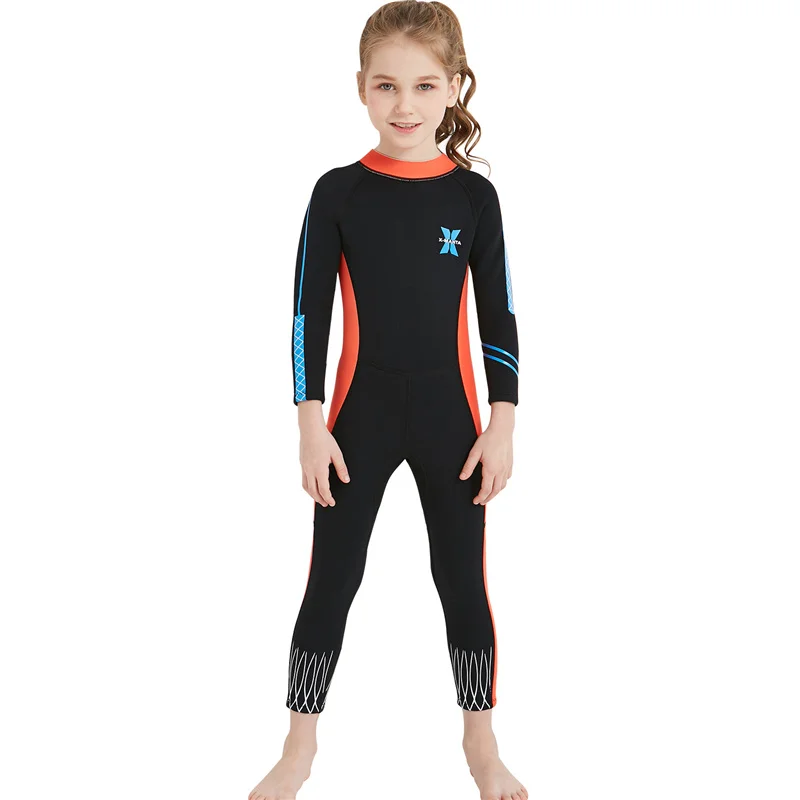Kids 2.5mm Neoprene Wetsuit Set - Long Sleeve Top & Leggings For Boys & Girls, Cold Water Swimming, Surfing, Diving