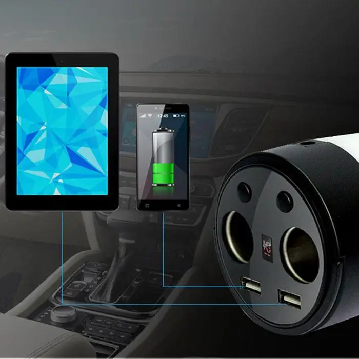 12-24 в USB Автомобильное зарядное устройство переходник под розетку белый с фонариком 60 Вт мобильный телефон 12 в-24 в общий x зарядное устройство 5 В