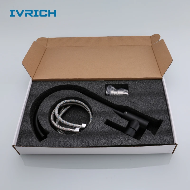 IVRICH Lacquer Black Kitchen Faucet Ceramic Valve SUS304 Stainless Steel Hot Cold Sink Tap Anti-Corrosion Vr8410