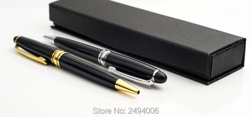 Черные чернила серебро/золото клип вращающиеся металлические шариковая ручка канцелярские шариковая ручка школьные принадлежности