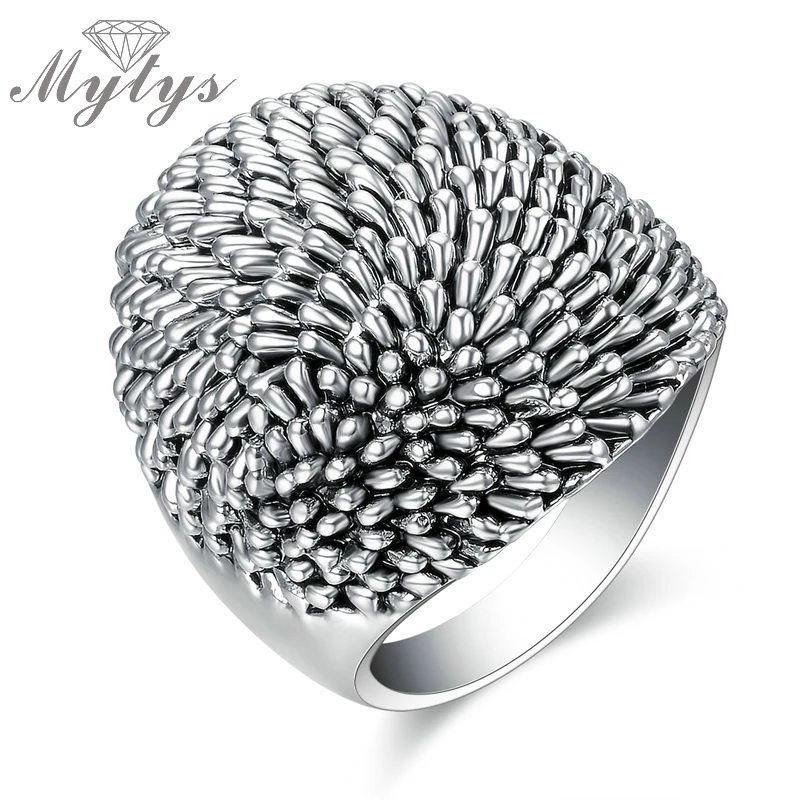 Goede Mytys Trendy Zwarte Retro Vintage Theatrale Ontwerp Grote Ring Opvallende Mode sieraden Chunky Ring Nieuwe Collectie R1217
