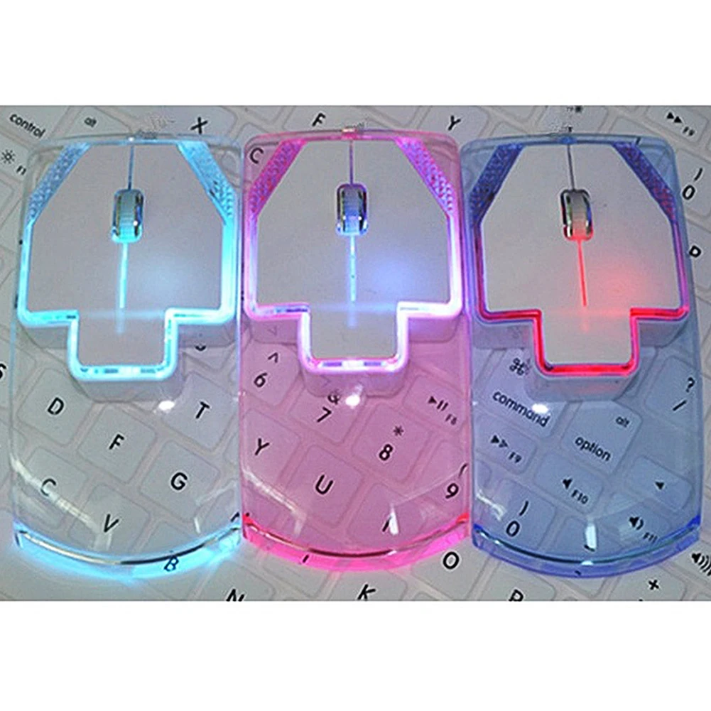 2016 2 4G Wireless Mouse Silent Gamer Transparent LED Ultra thin 1000DPI Glow in the Dark