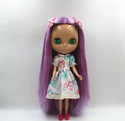 Blygirl Обнаженная кукла фиолетовые прямые волосы общее тело 7 суставов загара кожи куклы DIY можно изменить тело