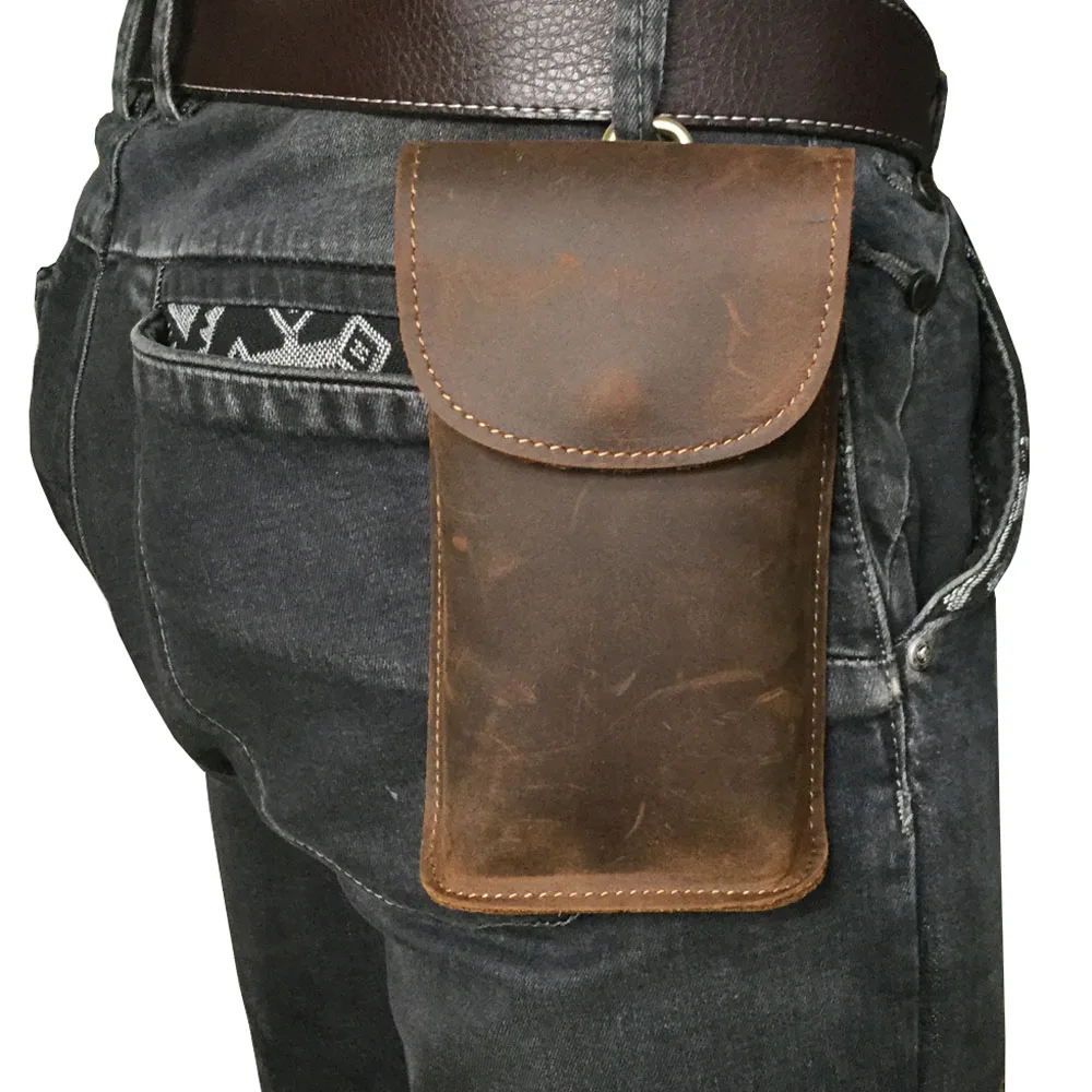 Бренд Crazy Horse Натуральная кожаный крючок поясная сумка винтажный Повседневный держатель для телефона сумка ручной работы поясная сумка для путешествий для мужчин 2097