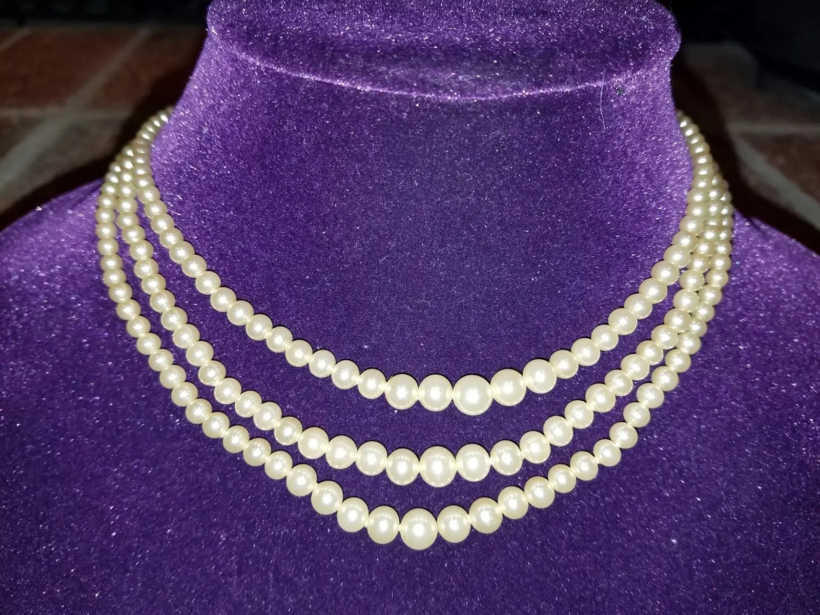 

6-7mm natural south seas white pearl necklace 48inch 14K gold