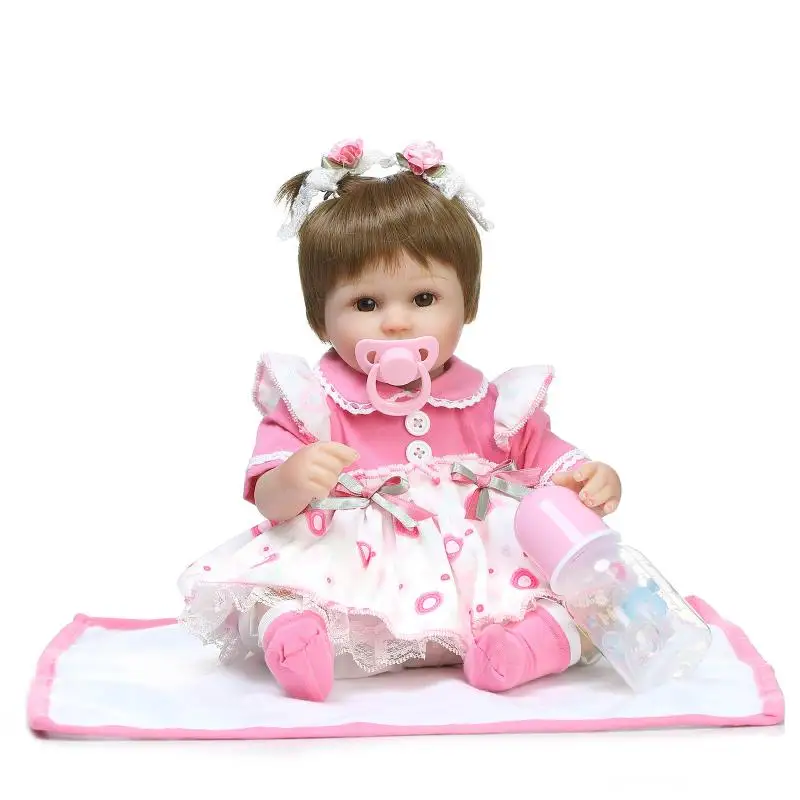 

Hot New Sale 42cm Reborn Cotton Body Lovely Silicone With Pacifier Cute Doll Baby Girl Vinyl Newborn Doll Kids Child Gift Toys