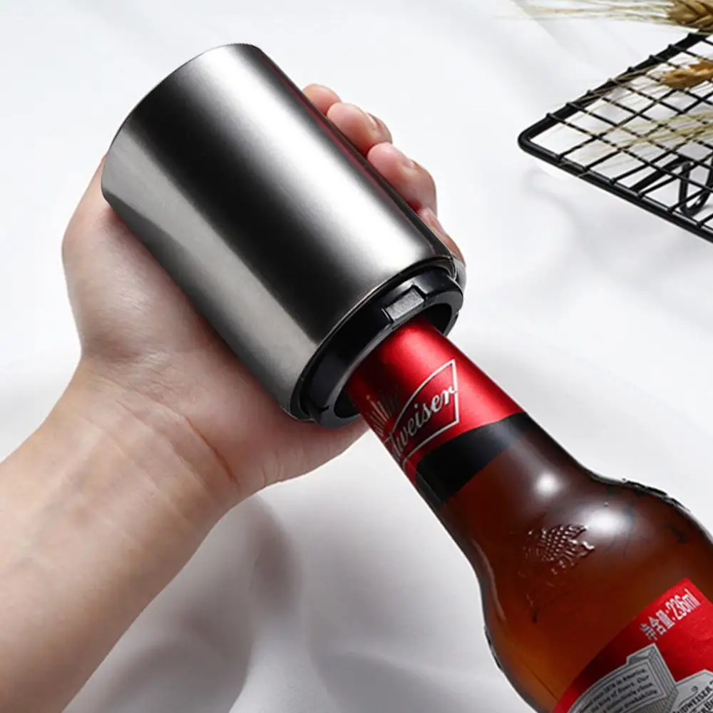 1 Pc Creative Wine Bar KTV Tools Stainless Steel Automatic Beer Bottle Opener Press Bottle Gadget