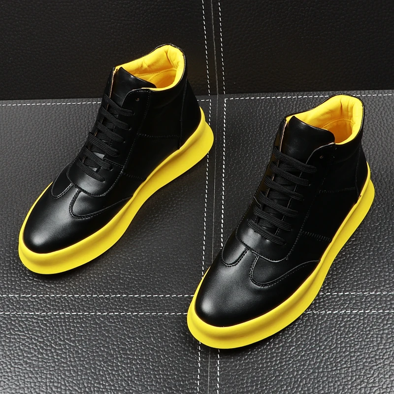 Marca Moda Nova Outono Casuais branco Sapatos Fofinho Preto Panda Couro Masculina Homens Primavera High Sneakers Luxo De Altos Dos Botas Top Microfibra 5EqXCOxCw