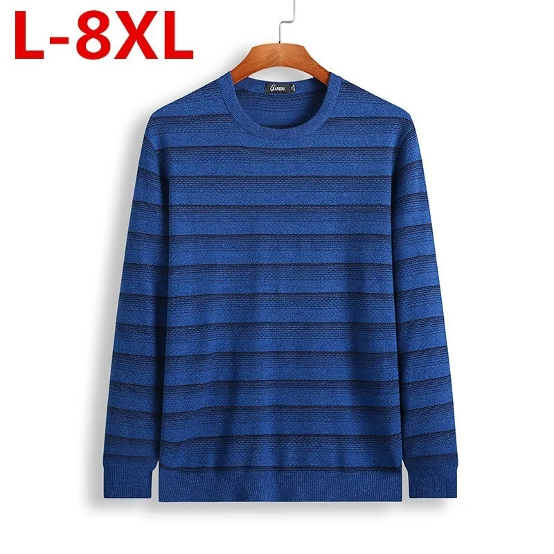 Большие размеры 8XL 7XL осень-зима Новый трикотажный пуловер Для мужчин Бизнес кашемировый свитер Для Мужчин's Повседневное O-Свитер с