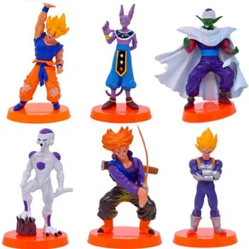 

1 Set-6 Pcs Dragon Ball Character Pvc Action Figure Model Toy Diy Dragon Ball Son Goku Piccol Display Toy Cartoon Birthday Gift