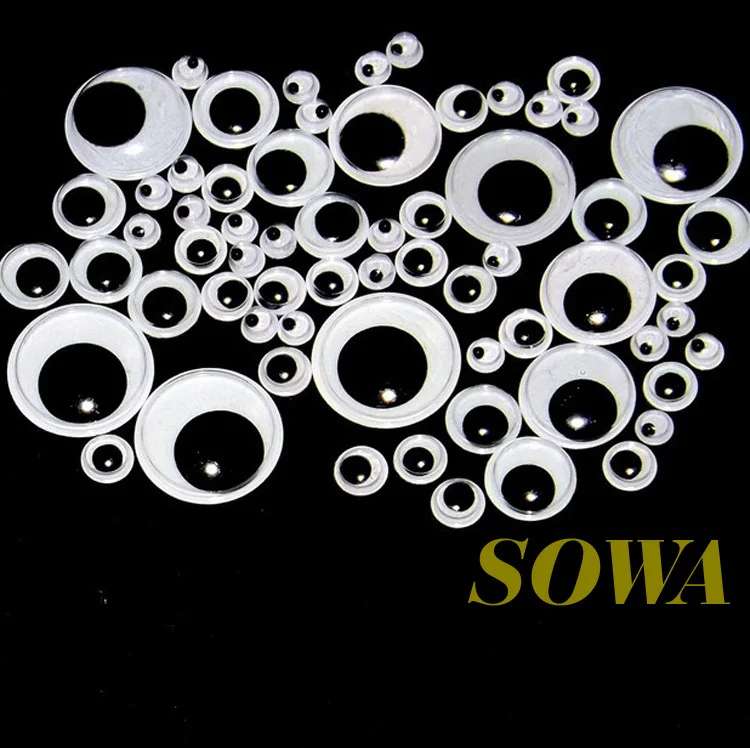

Free Shipping Wholesale 200pcs/lot Mixed Size 5mm/7mm/10mm/12mm/15mm Round Moving Eyes Plastic Eyes For Doll Toy Accessories