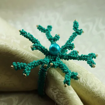 

glass beades with pearl napkin holder coral napkin ring