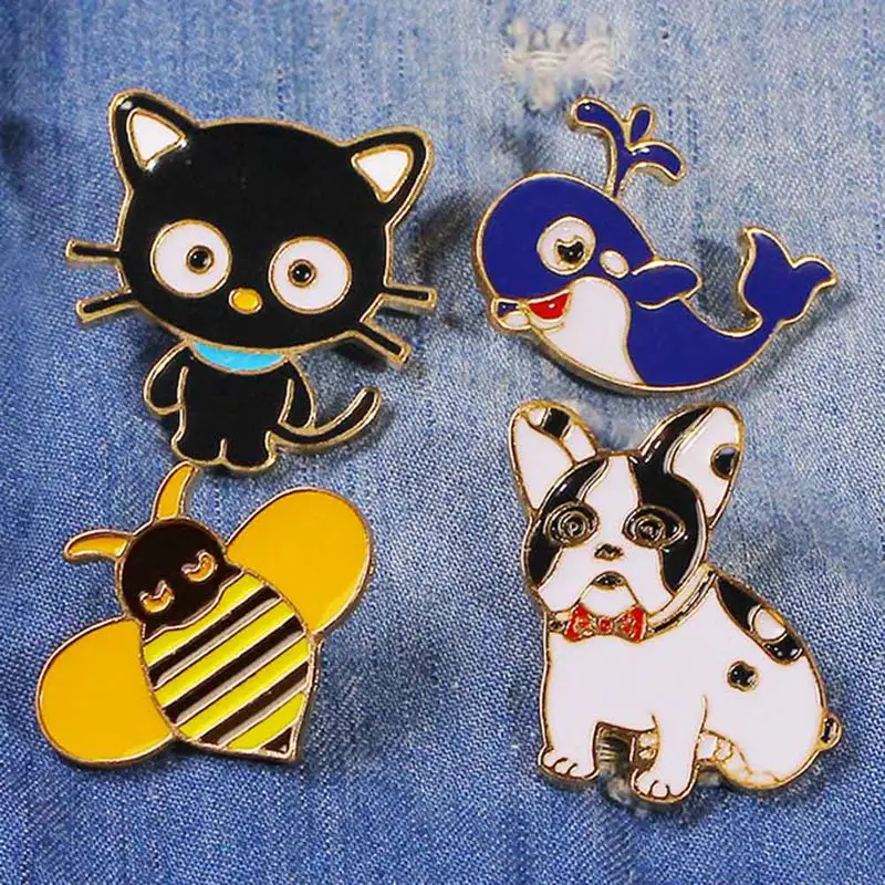 

Cute Pin Whale Catty Doggy Bee Hard Enamel Pin Lapel Pin Demin Brooches Badges Pinback