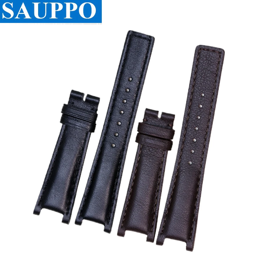 SAUPPO  Plain Grain Calfskin Leather Watch Band Women Men Accessories suitabl for Gucci Interlocking 1332 1333 1335