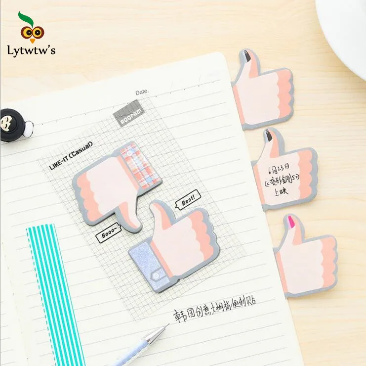 

1 Pcs Lytwtw's New Korean DIY Thumbs Up Sticky Notes Creative Post Notepad Filofax Memo Pads Office School Stationery