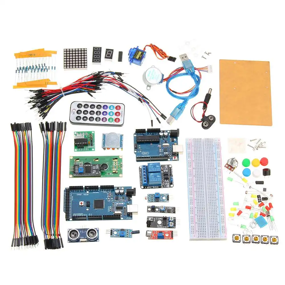 Супер стартовый набор для Arduino UNO R3 и Mega2560 плата с датчиком Moudle 1602 ЖК-дисплей светодиодный Серводвигатель реле обучения базовый набор