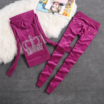 

Brand Sweatsuit Velvet Fabric Tracksuits Velour Outfits Hoodies Tops and Sweat Pants Set S- XL