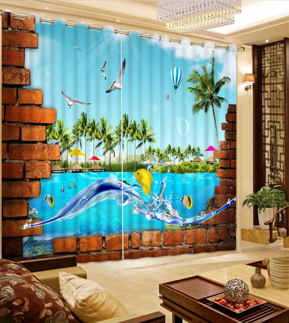 Kopen Creatieve Muur Landschap Foto Gordijn Moderne Kinderen Slaapkamer Gordijnen Venster Behandelingen 3D Gordijnen Polyester Katoen Haken