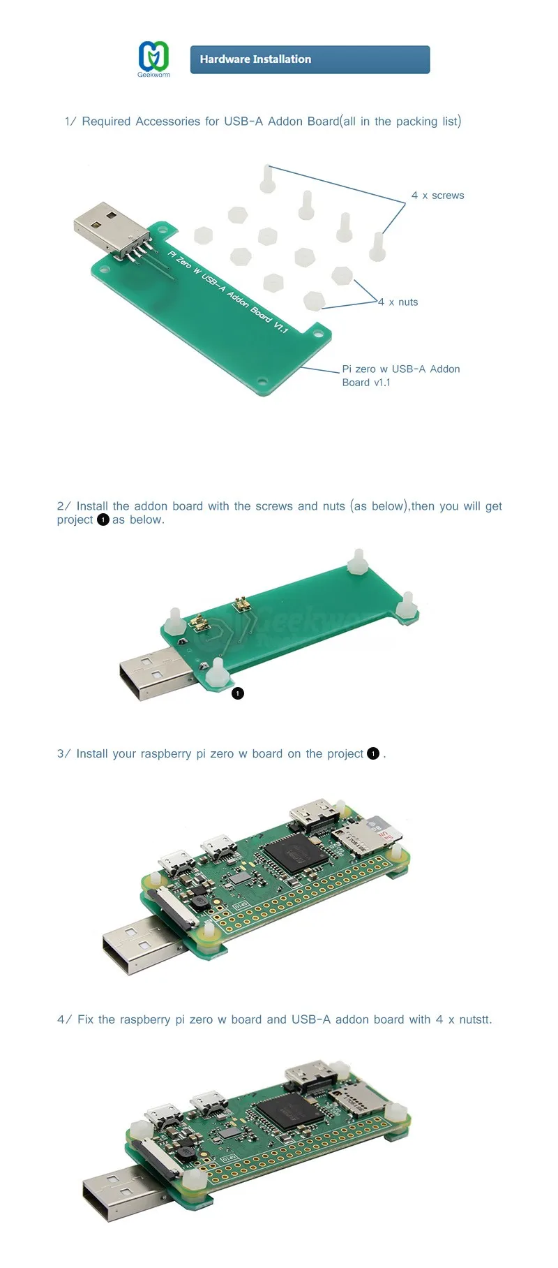 Raspberry Pi Zero/Zero W BadUSB USB-A Addon Плата USB разъем RPi0 к U дисковой плате расширения