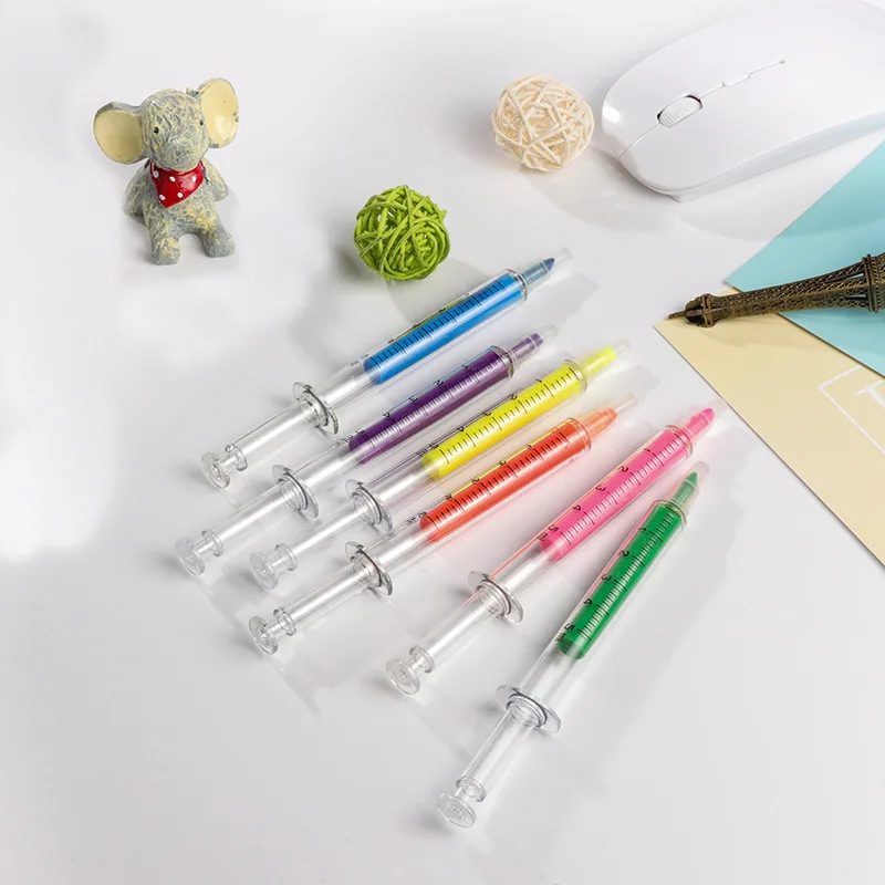 

1 Pcs/Lot Creative Highlighter Pens Syringe Design Markers Fluorescent Pen Stationery Scrapbook Material School Supplies YGB02