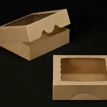 Mini nuevas cajas de galletas Kraft con ventana cajas para pasteles cajas de Favor para invitado de fiesta 24 Uds