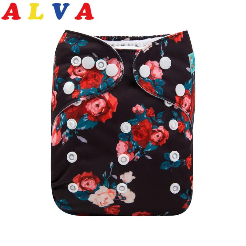 

ALVABABY Cloth Nappies Printing Environmental friendly Cloth Diapers Baby with Microfiber Insert
