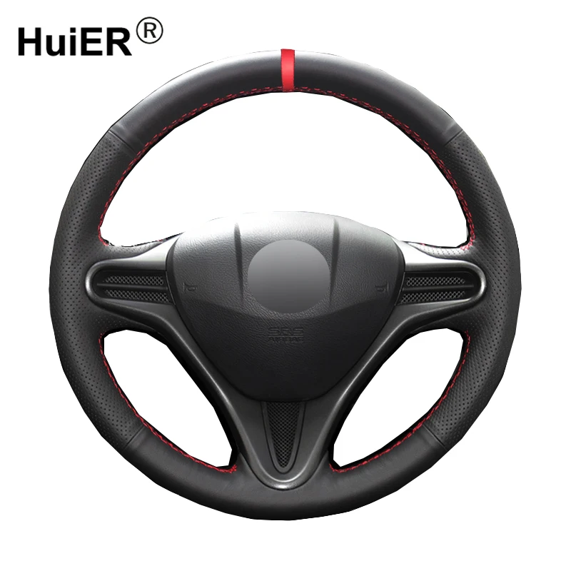 Huier Pure Hand Sewing Car Steering Wheel Cover Fashion Car Styling Red