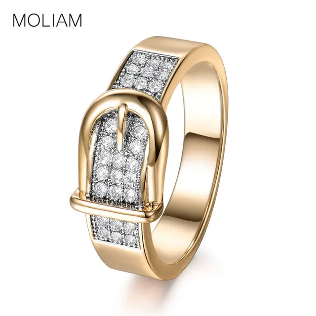 MOLIAM Fashion Belt Design Womens Rings Accessories Gold-Color Copper Cubic Zirc MOLIAM Fashion Belt Design Womens Rings Accessories Gold-Color Copper Cubic Zirc