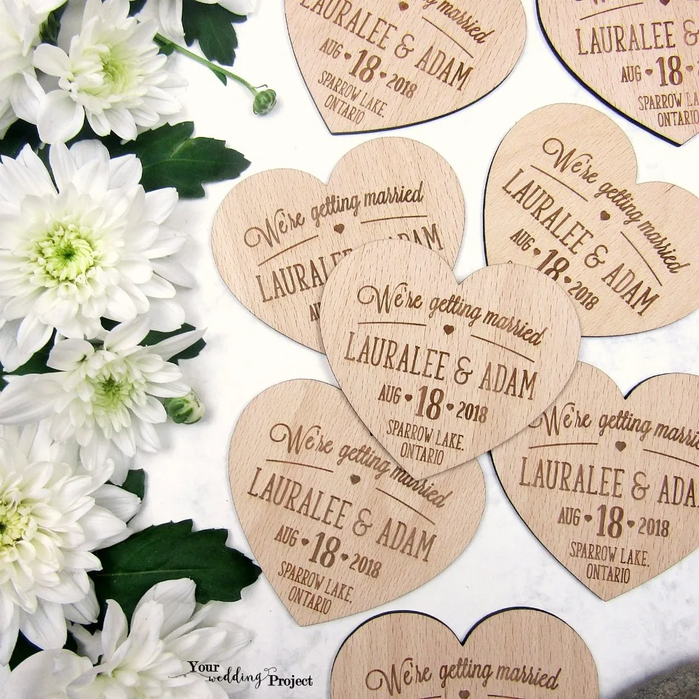  Heart Save the Date Wood Save the Dates Wedding Invitation Wedding Favors Rustic Save the Datewood  - 32956074408