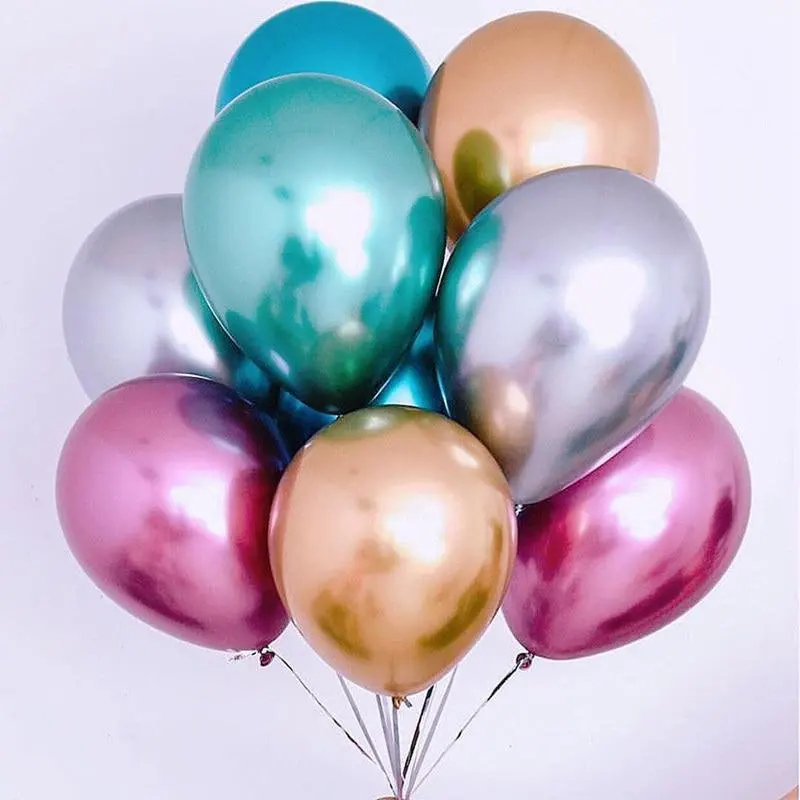 20 шт./лот, металлические, золотые, серебристые, синие, розовые, зеленые, фиолетовые шары на свадьбу с днем рождения, латексные, металлические, хромированные воздушные гелиевые шары - Цвет: Mix Chrome latex