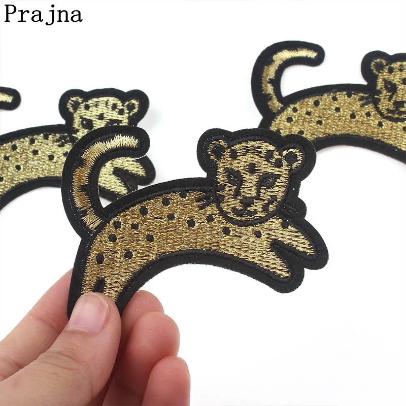 

Prajna 1 PCS New Arrivals Animal Leopard Patch Golden Sewing Fabric Patches Punk Style Sticker For Biker Clothing Decoration Hot